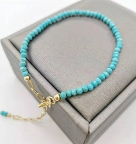 Faceted Turquoise Bracelet Dainty Adjustable 14K Gold Filled Chains Natural Stones Pulsera Mujer Unique Women Bohemian