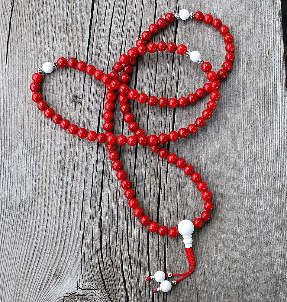 Red Coral Mala Prayer Beads 1