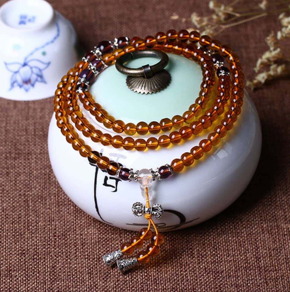 amber glass mala