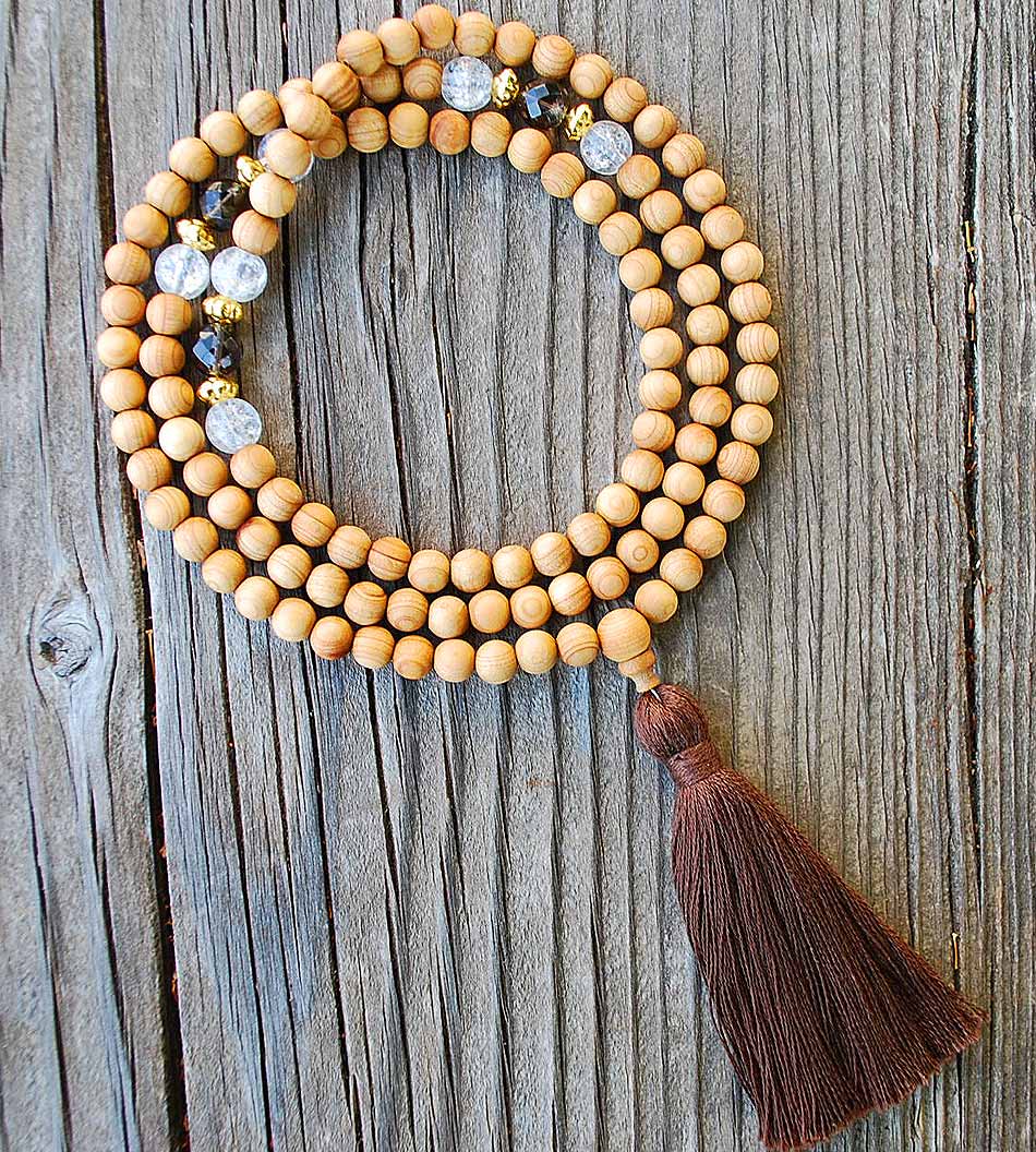 LABRADORITE & Red Wood Mala Bracelet | 108 Mala Beads | Unisex Wrist Mala |  Yoga Prayer Beads Mala Bracelet | Meditation Zen | Wrap Bracelet