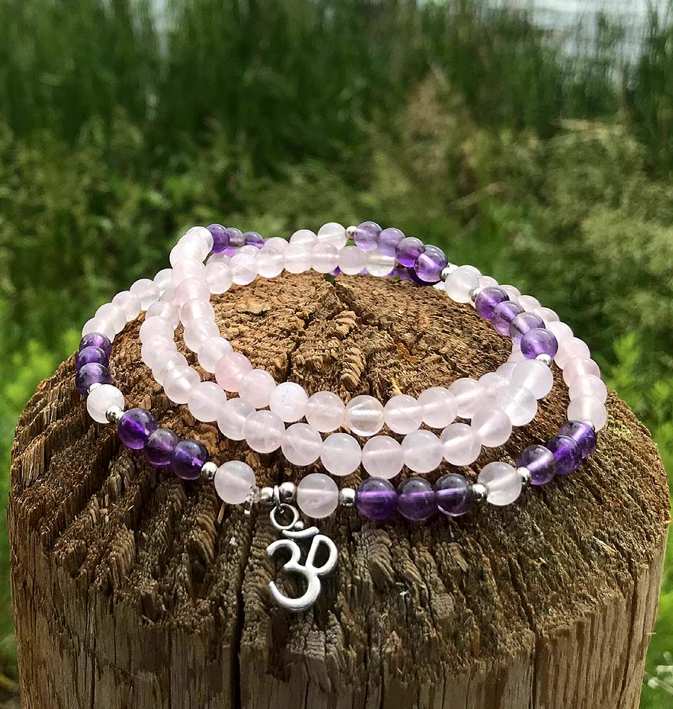 om Mini Mala Rose Quartz