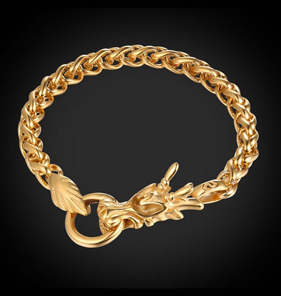 asian bracelet red dragon Gold
