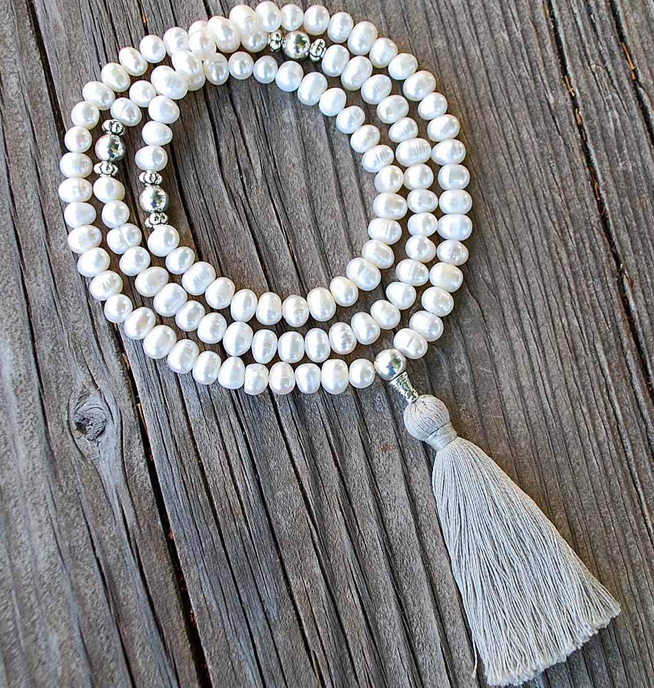 pearl silver necklace