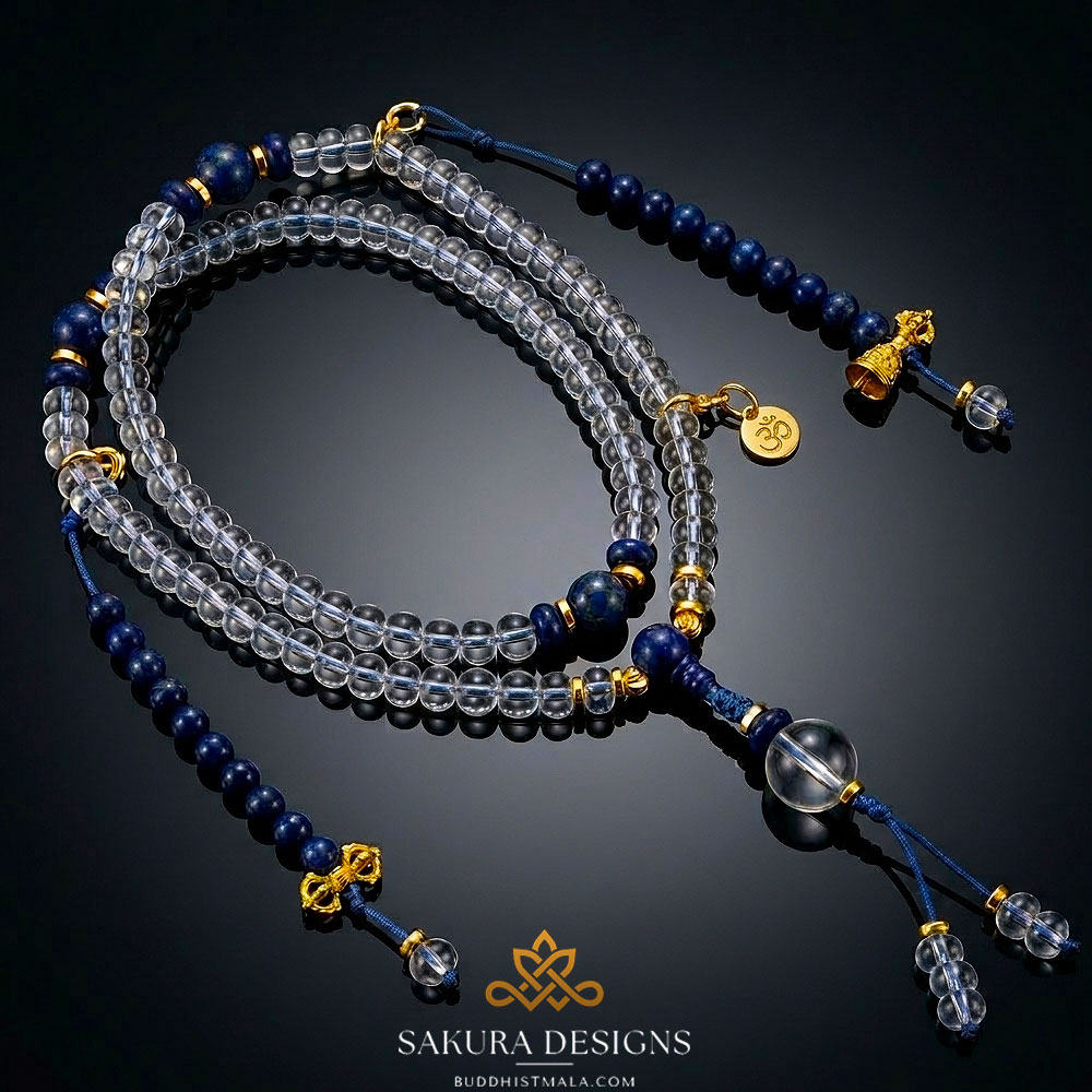 Crystal-Rondelle-Lapis-Lazuli-Buddhist-Mala